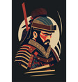 japanese samurai warrior close up flat vector image