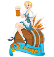 oktoberfest girl on the keg vector image vector image