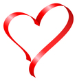 red ribbon in heart shape vector image vector image