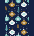 snowflakes with christmas glass balls vector image vector image