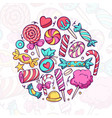 sweet candy doodle vector image vector image