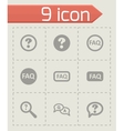 black faq icon set vector image