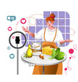 girl preparing food in the kitchen vector image vector image