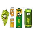 funny natural green grape fruit and juice cartoon vector image