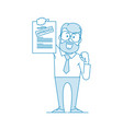 happy man shows a document with inscription vector image