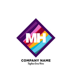 Mh initial logo with colorful template Royalty Free Vector