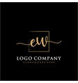 ew initial handwriting logo with rectangle vector image