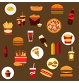 takeaway and fast food flat icons vector image