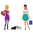 girls with dogs vector image