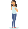 girl talking on phone vector image