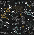 seamless tribal pattern with low poly polar bears vector image vector image