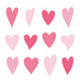 set hearts pink color vector image