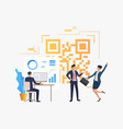 cheerful business people in office financial data vector image