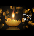 diwali lamp background with bokeh lights vector image vector image