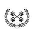 emblem template with crossed barbells and wreath vector image vector image
