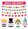 birthday party photo booth props and decoration vector image