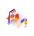 online shopping concept in 3d isometric design vector image