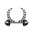 emblem template with barbell and wreath design vector image vector image