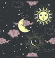 stars sun and moon seamless pattern vector image