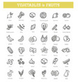 fresh fruit and vegetables icons set vector image