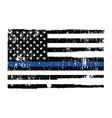 grunge police flag thin blue line vector image vector image