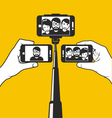 taking selfie - hand hold monopod with phone vector image vector image