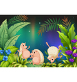 three wild animals playing in the garden vector image