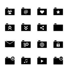 Set various folder icons - black flat design Vector Image