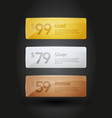 gold silver and bronze web site buttons templates vector image