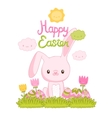 happy easter cartoon cute bunny and eggs vector image