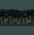 night forest cemetery game level screen interface vector image vector image