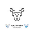 healthy teeth icon strong tooth holds the barbell vector image