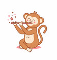 cute monkey sitting and playing on flute vector image