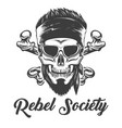 bearded skull in bandana and glasses vector image vector image