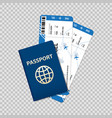 international passport and tickets on plane vector image