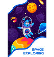 space exploring poster cartoon alien character vector image vector image