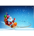 santa claus in a sleigh pulled by reindeer flying vector image vector image