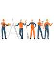 set builders and handymen standing holding vector image vector image