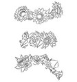 set of black and white contour drawing of flower vector image