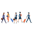 set business people with luggage at airport vector image vector image