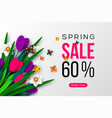 spring sale banner with paper cut flowers vector image