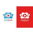 button play and sofa logo combination vector image