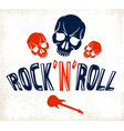 Skull in a flames hard rock music logo or emblem Vector Image