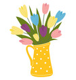 color tulips in vase garden flowers bouquet icon vector image
