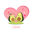 cute cartoon avocado couple holding hands vector image