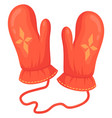 red mittens pair cartoon cold season hand vector image vector image