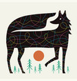 with black fox colored abstract doodle lines vector image
