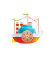cartoon vintage ship with wheel icon old retro vector image vector image