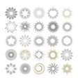 set of handmade sunburst design elements vector image