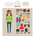 hipster girl elements clothes hairstyles vector image